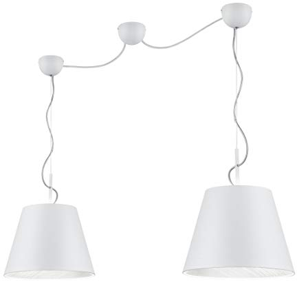 Trio Leuchten Pendelleuchte Andreus 307500289, Metall, Stoffschirm, Matt Weiß / Silberfarbig