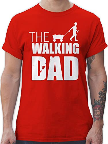 T-Shirt Herren - Geschenk zum Vatertag - The Walking Dad Bollerwagen - XL - Rot - vatertagstshirt Vatertagsgeschenk Papa Tshirt männertags Himmelfahrt Shirt Vatertagsgeschenke Shirts Saufen