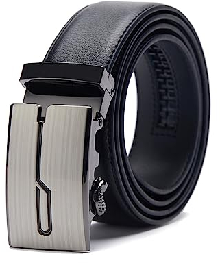 TANGCHAO Gürtel Herren,Ledergürtel Ratsche Automatikschließe für Herren Business Anzug Jeans, 35mm Gürtel,Größe Einstellbar
