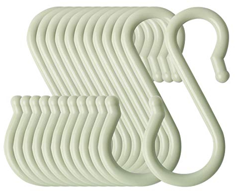 sourcing map S-förmigen Haken Kunststoff für Küche Bad Closet Hanger Töpfe und Pfannen Tassen Utensilien Kleidung Handtücher Rack Hellgrün 12stk.