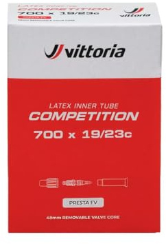 Vittoria Competition Latex Tube - Performance Bike Tire Tube - Lightweight Bicycle Inner Tubes for Racing (700x25/28), Black (TUV1TA00002)