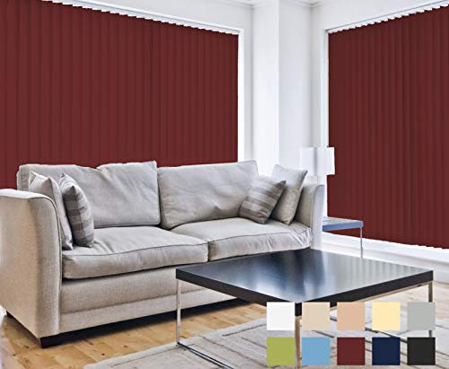 Lamellenvorhang Vertikaljalousie Schiebevorhang Schiebegardine | Anlagenbreite 100 - 250 cm, Anlagenhöhe 130 - 250 cm | Lamellen 127 mm | Stoff lichtdurchlässig, blickdicht | 220 x 225 cm, Weinrot
