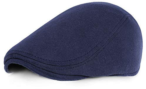 PORSYOND Men Gatsby Newsboy Hat Elastic Flat Hats Caps Cabbie Ivy Newsboy Hat for Autumn Winter (Navy Blue, Elastic Band)