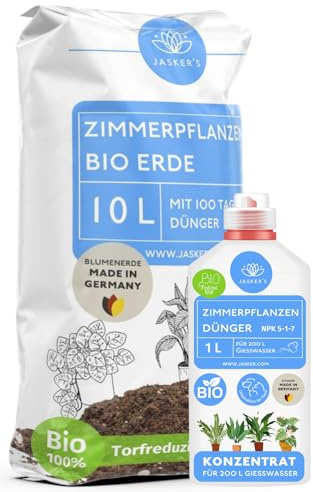 Zimmerpflanzen Erde 10 L + 250 ml Dünger Zimmerpflanzen - Blumenerde Zimmerpflanzen und Grünpflanzen - Erde Zimmerpflanzen - Ideal zum Umtopfen