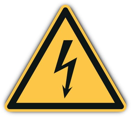 Warnung vor elektrischer Spannung: W012 - DIN EN ISO 7010 / ASR A1.3 - Aufkleber: 20 cm, 1 Stück