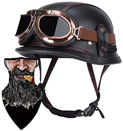 Halbschalenhelm mit DOT/ECE Motorradhelm Motorrad Halbhelme Open Face Helm Jethelm Rollerhelm Motorrad-Halb offener Helm Mopedhelm Cruiser Chopper Helm
