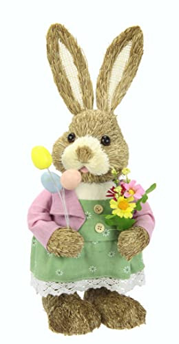 Flair Flower Hase aus Bast Dekofigur Osterhase Frühling Deko Ostern Figur Osterdekoration Osterfigur Frühling Frühlingsdeko Dekohase Skulptur Basthase Statue Dekoration Tierfigur Tiere Frühjahr