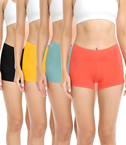 wirarpa Damen Baumwolle Boxershorts Pantys Hotpants Unterhosen | Unterhose mit Bein, 4er Pack, Baumwolle Schritt, Angenehm Weich, kein Einschneiden, kein Zwicken, Unter Kleid