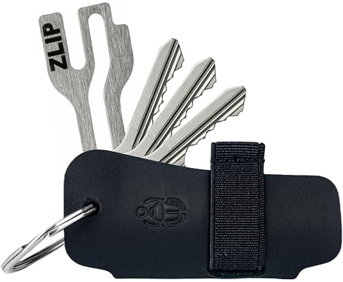 EL BICHO® Faro I Leder Key-Organizer mit ZLIP® and Slide Einkaufswagenlöser aus Edelstahl, Schlüssel-Organizer für Schlüsselbund, Schlüsseltasche Organisator Etui für 1-7 Schlüssel