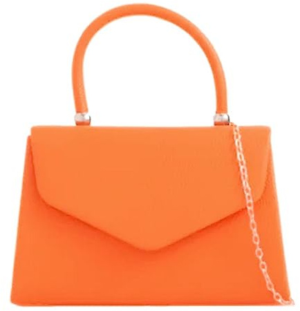 Orange Grab Bag Kunstleder Top Griff Handtasche Abendtasche Damen Clutch Bag Damen Umhängetasche Hochzeit Abschlussball Tasche, Orange, Burnt Orange, Mandarine, Medium