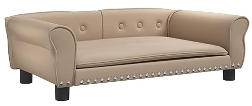 vidaXL Hundebett, Hundekissen mit weicher Polsterung, Hundesofa Hundecouch für kleine Hunde Haustiere, Haustierbett Katzenbett, Cappuccino Braun Kunstleder