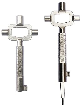 Kellegour 2 Pcs Llave Universal de Construcción - Aleación de Zinc, Cuadrada 6/7/8 mm Para Bombines, Cilindro, Cerraduras, Sacacorcho - Plateado