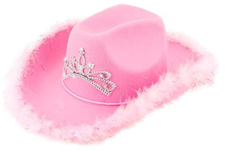 W WIDMANN MILANO Party Fashion - Cowboyhut mit Tiara & Lametta | Auffälliges Western-Accessoire, für Cowboy- & Texas-Look, Kostümzubehör für JGA, Karneval & Mottoparty