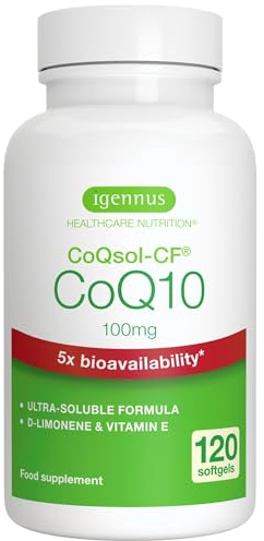 Integratore CoQ10, Coenzima Q10 100mg, 120 Softgels (4 mesi), Biodisponibilità 5x Superiore, Formula Ultra-Solubile CoQsol-CF, Ubichinone potenziato con vitamina E e D-Limonene, 1 al giorno - Igennus