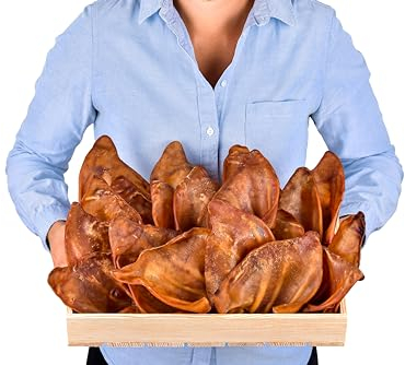 Schweineohren für Hunde 20 Stück (800g) | Ganze getrocknete Schweineohren Kauartikel | 100% natürlich | Langanhaltender Kauspaß | Getreidefrei | Ideal für kleine & große Hunde