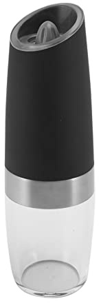 Doumneou Molinillo eléctrico de pimienta por gravedad, molinillo automático de sal y pimienta, funciona con pilas, operación con una sola mano, color negro