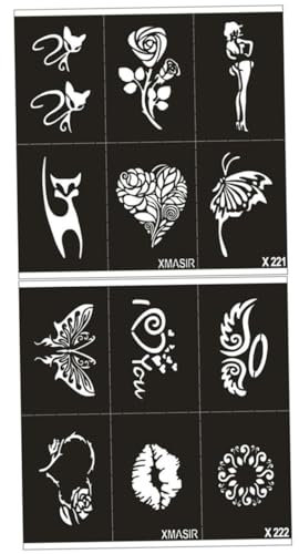 NUOBESTY Kunst Schablonen 2 Blätter aushöhlen Schablonen für Glitzertattoos Körperkunst-Schablonen Handschablonen Schablonen für Tattoos Drachenschablonen Tiger-Karte Schimmel