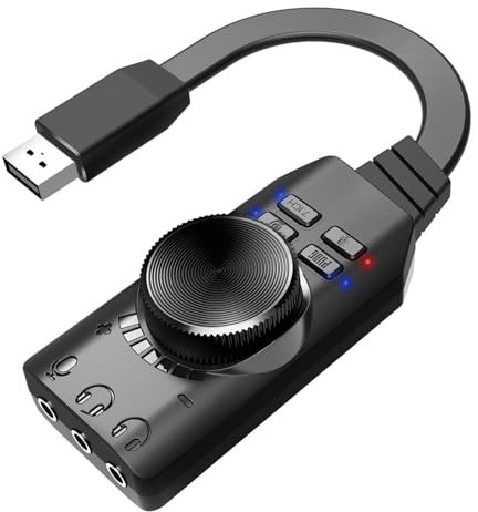 Carte son externe - Son surround virtuel 7.1 AUX vers USB avec contrôle du volume | Carte son sans pilote, interface audio USB portable pour League of Legend, casque, casque