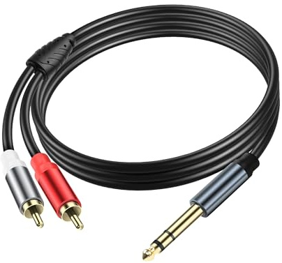 JSADZKJ Câble Audio 6.35mm vers 2 RCA - 1/4 Pouce TRS Mono Mâle vers RCA Mâle - Adaptateur Y Splitter Stéréo - 5.9FT
