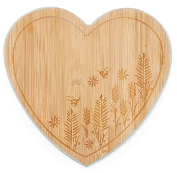 Cooksmart Homestead Heart Shaped Bamboo Paddle Chopping Board | British Designed, Bamboo Material, Heart Shape Design, Food Preparation, Chopping Meat And Vegetables, Kitchen Essential