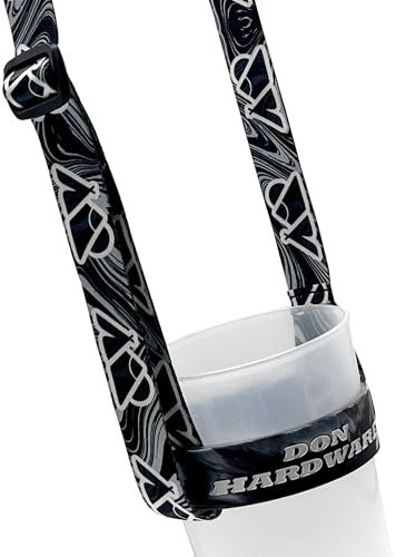 Don Hardware portavasos festival con correa – porta botellas de agua y vasos manos libres, collar sujeta vasos para fiestas, cinturón cuelga vasos, lanyard porta vasos y funda botella