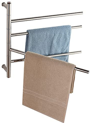 OZBMA Scaldasalviette/Scaldasalviette Elettrico per Bagno, in Acciaio Inox 304 Spazzolato Color Oro, scaldasalviette Elettrico da Parete, 162 W, con 14 Barre Curve (Collegamento Diretto) (cablato)
