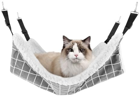 SAN LIKE Katzen Hängematte, Warm Kleintierbett Katzenhängematte mit verstellbaren Riemen für Katzen, kleine Hunde, Kaninchen oder Andere Haustiere, 58 x 48 cm