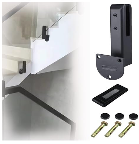 garde corps verre Robinets de garde-corps en verre noir mat, pince de garde-corps en verre pour intérieur et extérieur pour verre de 8 à 12 mm, supports de robinet pour plaque de verre trempé en acier