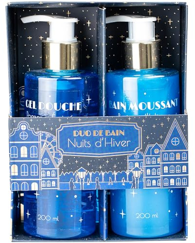 French Tendance - Coffret Duo de Bain Nuits d’Hiver - Gel Douche Parfumé 200 ml et Sels de Bain 100g - Moment Détente - Cadeau Femme, Soins Corps, Peau - Rituel Bain Cocooning Relaxant