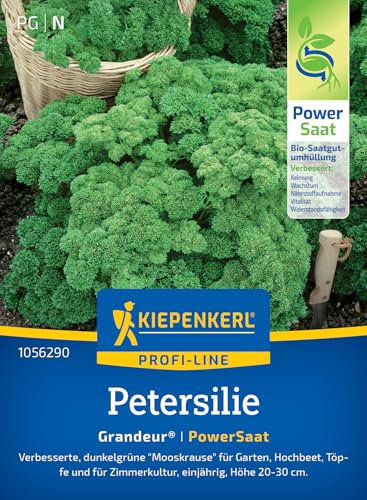 Kiepenkerl Profi-Line Petersiliensamen Grandeur® 1056290 - verbesserte, dunkelgrüne Mooskrause für Garten und Zimmerkultur - Pflanzen Samen, Pillensaat, Kräutersamen