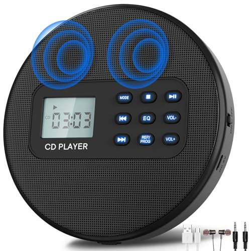 Lettore CD Portatile, Lettore CD Portatile con Altoparlanti e Cuffie, Lettore CD Ricaricabile con Display LCD per Auricolari Lettore Senza Protezione Salta, per Gli Appassionati di Musica