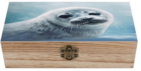 FHESDCW Aufbewahrungsbox aus Holz mit Harfen-Siegel, Malerei, Tapete, Andenkenbox, Behälter mit Verriegelungsverschlüssen, Aufbewahrungsbox, Schmuckkästchen, Künstlerwerkzeug, Aufbewahrungsbox für