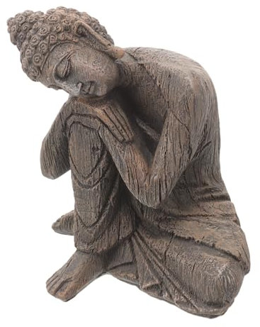FONDOTIN Meditations Buddha Statue Aus Resin Große Buddha Figur Für Aquarien Tischdeko Und Zen-Dekoration Für Fische Langlebig Und Leicht Zu Reinigen Traditionelle Kunst Für Ihr Zuhause