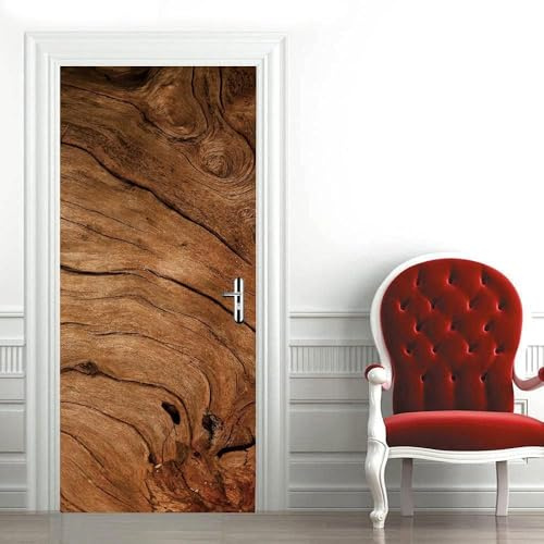 Türtapete Selbstklebend 90x200 Aus Holz Türfolie Holzoptik Türaufkleber Fototapete 3D Effekt Türklebefolie Türposter für Innentür Schlafzimmer Bad Dekoration M0355
