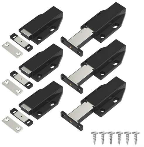 Sistema di chiusura magnetico a pressione per aprire include 6 componenti per armadi (nero)