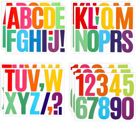 9 Blatt Buchstaben Und Zahlen Aufkleber, 7,6 cm Bunt Klebebuchstaben Wetterfest, Selbstklebende Buchstaben für Briefkasten-Aufkleber Name, Basteln, Schilder, Poster, Fenster