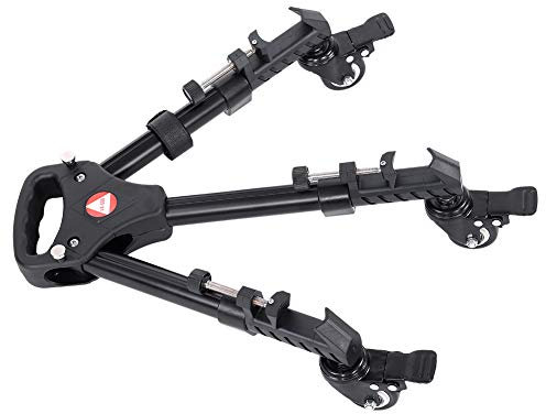 Tripod Dolly, Foldable VX 600 Lightweight Aluminum, Stable Single Leg Section, Fast Brakes, Smooth Roll Movement for All Standard to Professional Tripods