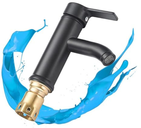 Holibanna Black Matte Stainless Steel Faucet for Kitchen and Bathroom Water Mixer with Single Lever Handle Durable Design for High Pressure Modern Basin Sink Tap