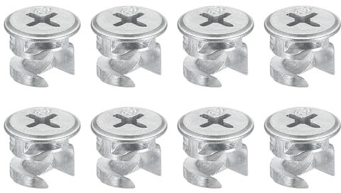 TA-VIGOR 24Pcs Furniture Connecter Cam Lock Nuts Fittings, 12mm x 10mm Screw Eccentric Fasteners for Cabinet Drawer Dresser Wardrobe Furniture Panel Connecting, Silver