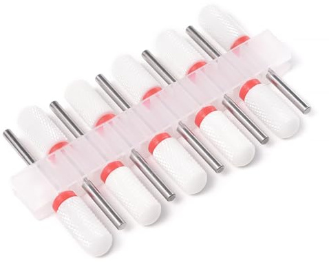KAZIPOP Professional 10Pcs Ceramic Nail Drill Bits for Electric File Barrel Head Bits for Gel Polish Removal Acrylic Nails Cuticle Care & Pedicure 3/32'' Shank Manicure Tools (Fine)