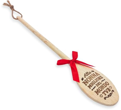 NM Idee Regalo Cucchiaio in Legno per Regalo Festa dei Nonni, Pensierino di Natale dai nipoti o Compleanno della Nonna - 30cm Made in Italy con Incisione Laser Indelebile