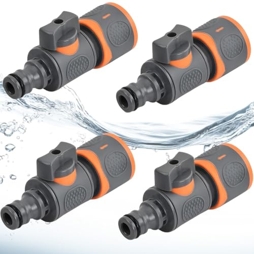 UIEXAY Acoplamiento De Manguera De Jardín Con Válvula Reguladora,4 Piezas Conector De Manguera De Jardín,Conectores Manguera Rapido,Accesorios Jardin,Para Mangueras De Agua De 1/2 Pulgadas