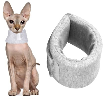 Halskedja katt, justerbart halsband hund för återhämtning av husdjur efter operationer, för små till medelstora katter och hundar med en halsomkrets på 21–26 cm, S