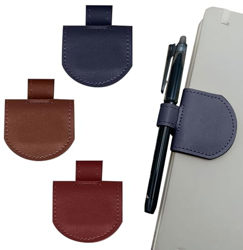 Muorruo 3-teiliges Set mit magnetischen Stiftschlaufenhaltern, magnetischer Bleistifthalter für Notizbücher, Tagebücher, magnetische Leder-Lesezeichen mit Stifthalter, Geschenke