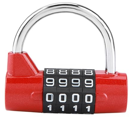 Cufaee Combination Lock, 4 Dial Digit Code Combination Padlock, Zinc Alloy Security Password Lock for Travel Suitcase Gym Locker (Red)