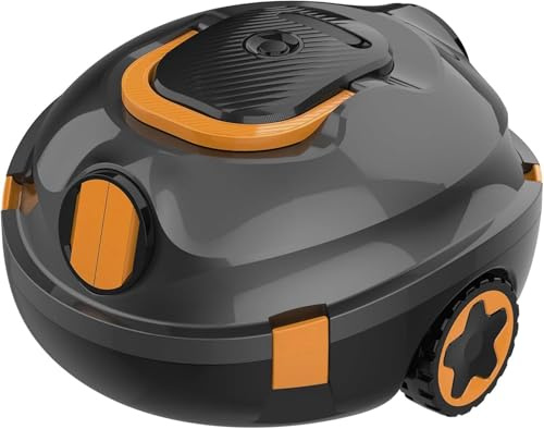 MEDOXA Robot de Piscine sans Fil, aspirateur de Piscine Automatique, 120 Minutes d'autonomie, stationnement Automatique, léger, Puissant Robot pour Piscine Hors-Sol/enterrée jusqu'à 110 ㎡(Orange)
