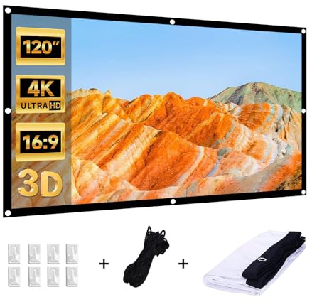 IN&VI Leinwand Beamer,16: 9 HD Projektor Leinwand,Tragbare Faltbar Anti-Falten Doppelseitige Beamer Leinwand Outdoor für Camping,Heimkino,Schule,Treffen (120 Zoll Format 16:9)