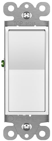 ENERLITES Momentary Contact Decorator Switch for Garbage Disposals, Garage Door Switch, Spring Release Paddle, 120-277VAC 15A, Single-Pole, UL Listed, 91245-W, White