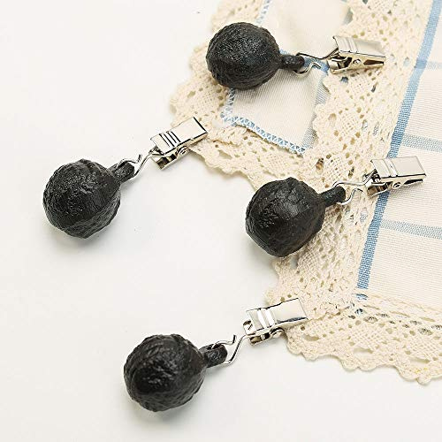 Sungmor Lot de 4 Poids Lourds en Fonte pour Nappe – Lot de 4 Pinces à Linge Rondes Marron foncé Antique – Pinces Robustes pour la Maison, Le Jardin, Les fêtes, Les Mariages, Le Camping, Les