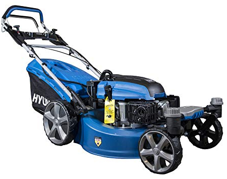 Hyundai Cortacésped Mulching Gasolina con Giro 360º para Corte Preciso y Rápido - Cortacésped Autopropulsado 196cc con Arranque Eléctrico para Jardines Grandes - Potencia 6,5HP para Césped Denso